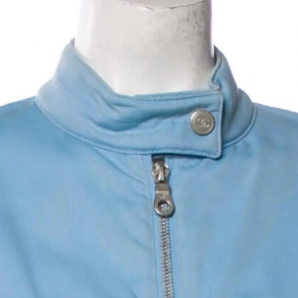 Chanel Moto Blue CC Logo Jacket